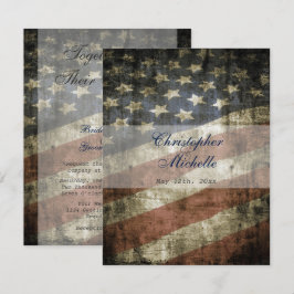 Patriotic US Vintage American Flagga Bröllop Inbjudningar