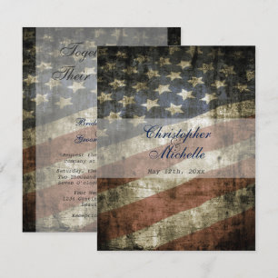 Patriotic US Vintage American Flagga Bröllop Inbjudningar