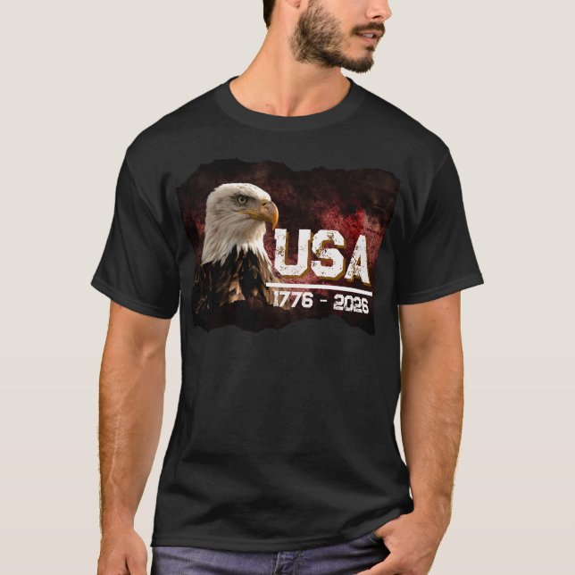 Patriotic USA 1776 - 2026 Bald Eagle T-Shirt (Framsida)