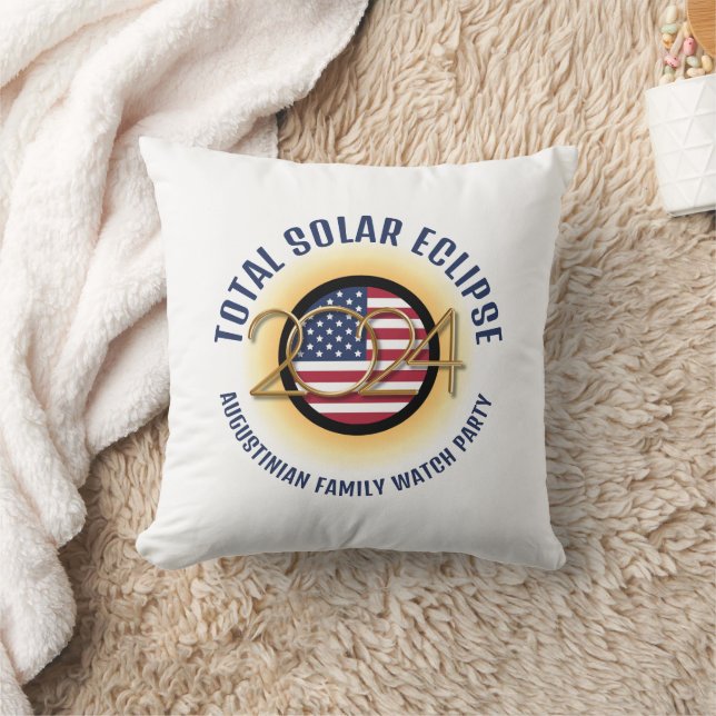 Patriotic USA 2024 TOTAL SOLAR ECLIPSE Family Kudde (Filt)