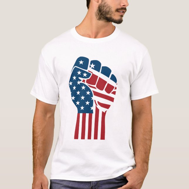 Patriotic USA American Flag Hand Protest Design T Shirt (Framsida)