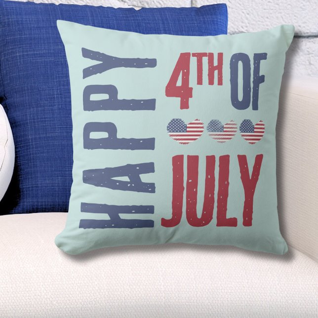 Patriotic USA American Flagga 4 juli Kudde (Cute Patriotic USA American Flag Heart 4th Of July Throw Pillow)