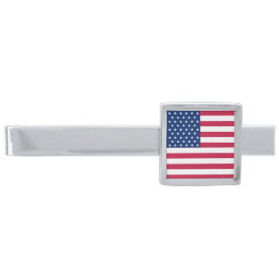 Patriotic USA American Flagga Brass Tie Pub Clip Silverpläterad Slipsnål