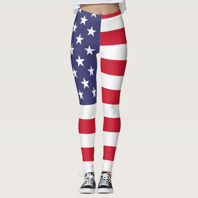 Patriotic USA American flagga Leggings (Framsida)