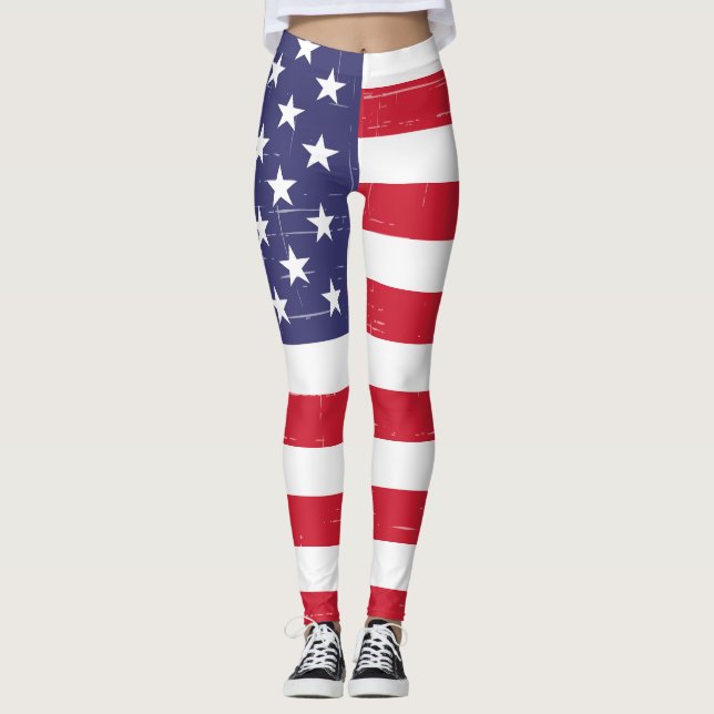 Patriotic USA American flagga Leggings (Framsida)
