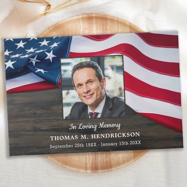 Patriotic USA American Flagga Memorial Funeral Gästböcker (Skapare uppladdad)