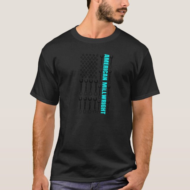 Patriotic USA American Flagga Millwright T Shirt (Framsida)