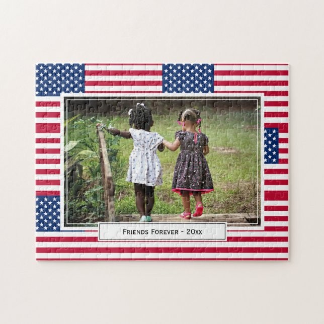Patriotic USA AMERICAN Flagga Photo Pussel (Horisontell)