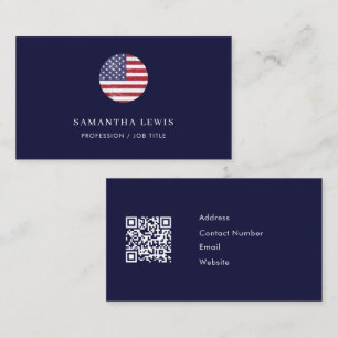 Patriotic USA American Flagga QR Code Visitkort