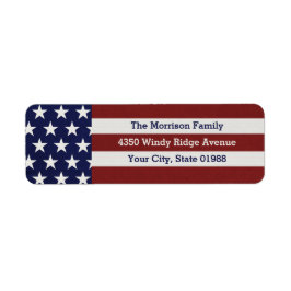 Patriotic USA American Flagga Stars & Rand Returadress Etikett
