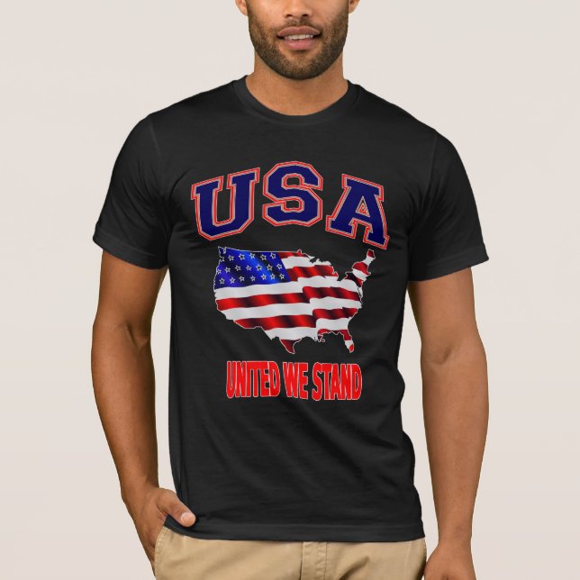 Patriotic USA American Flagga United We stand Tee (Framsida)
