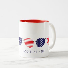 Patriotic USA Aviator Sunglasses Add Own Text Två-Tonad Mugg
