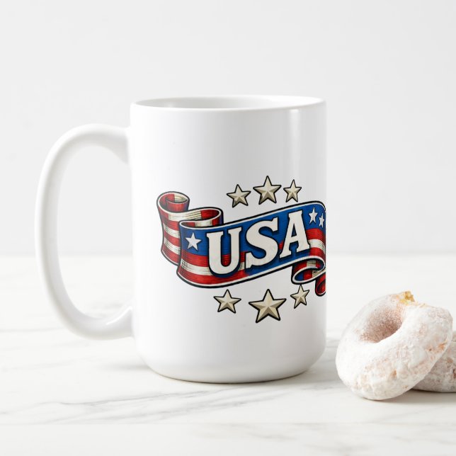 Patriotic USA Banner Kaffemugg (Med munk)