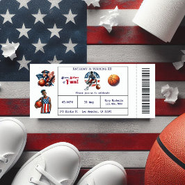 Patriotic USA Basketball Biljett Födelsedagsfest Inbjudningar
