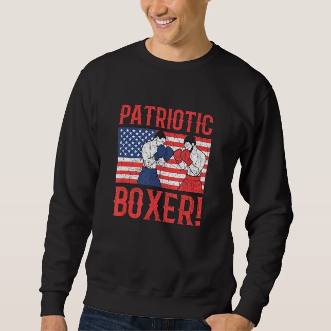 Patriotic Usa Boxer Boxing Lång Ärmad Tröja (Framsida)