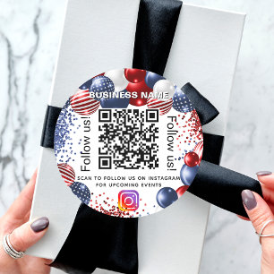 Patriotic USA business qr code instagram Runt Klistermärke