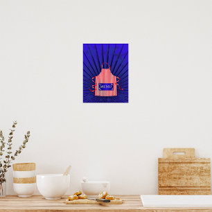 Patriotic USA Chef Rött vitt blått BBQ Cooking Poster