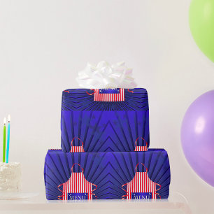 Patriotic USA Chef Rött vitt blått BBQ Cooking Presentpapper