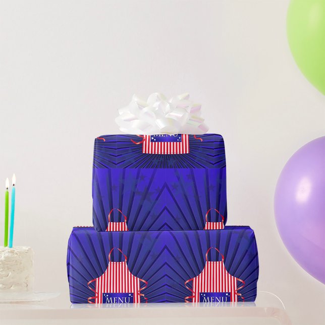 Patriotic USA Chef Rött vitt blått BBQ Cooking Presentpapper (Skapare uppladdad)