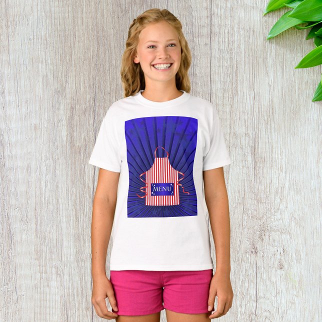 Patriotic USA Chef Rött vitt blått BBQ Cooking T Shirt (Skapare uppladdad)