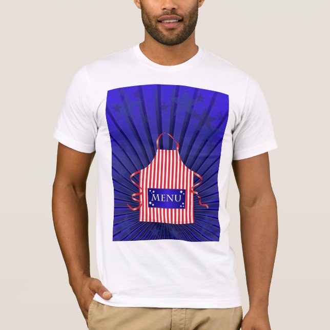 Patriotic USA Chef Rött vitt blått BBQ Cooking T Shirt (Framsida)