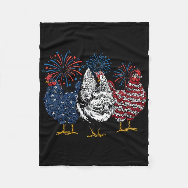 Patriotic Usa Chicken 4:e juli Independence day Fleecefilt (Framsidan)