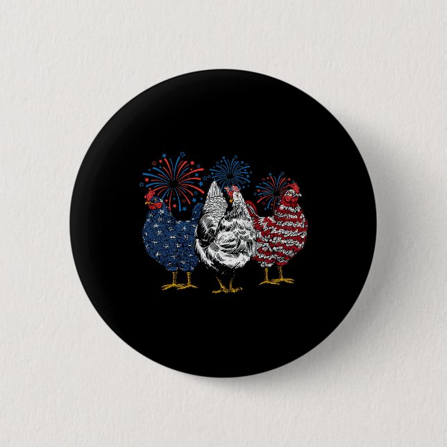 Patriotic Usa Chicken 4:e juli Independence day Knapp (Framsida)
