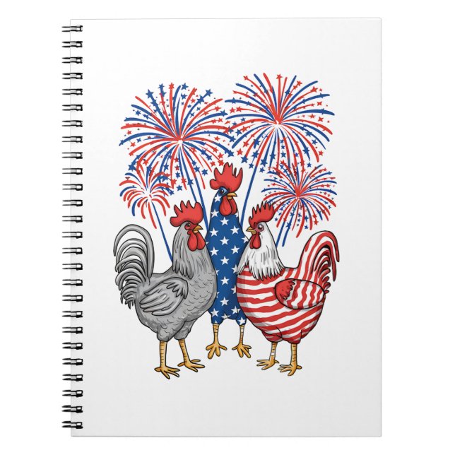 Patriotic USA Chicken USA Hen 4 juli Anteckningsbok (Framsidan)