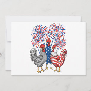 Patriotic USA Chicken USA Hen 4 juli Inbjudningar