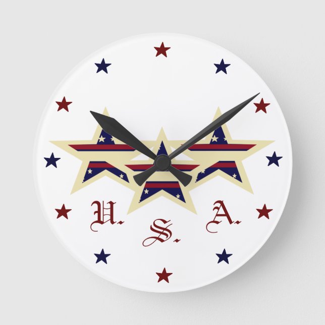 PATRIOTIC USA CLOCK RUND KLOCKA (Framsida)