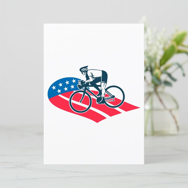 Patriotic USA Cycling American Flagga Bike Rider Inbjudningar (Skapare uppladdad)