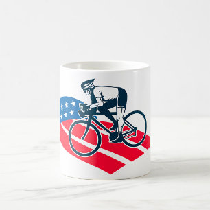 Patriotic USA Cycling American Flagga Bike Rider Kaffemugg
