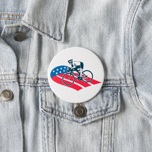 Patriotic USA Cycling American Flagga Bike Rider Knapp