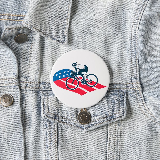 Patriotic USA Cycling American Flagga Bike Rider Knapp (Skapare uppladdad)