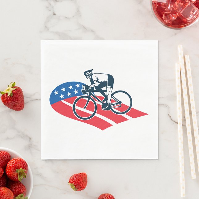 Patriotic USA Cycling American Flagga Bike Rider Pappersservett (Skapare uppladdad)