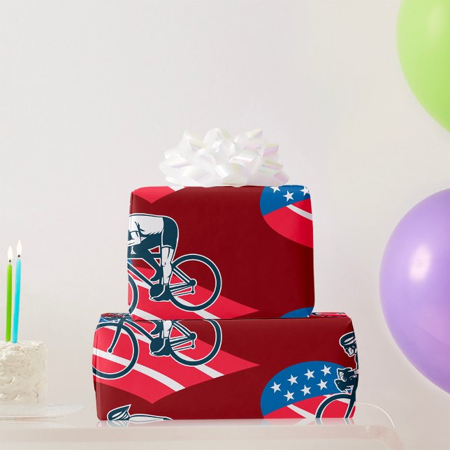 Patriotic USA Cycling American Flagga Bike Rider Presentpapper (Skapare uppladdad)
