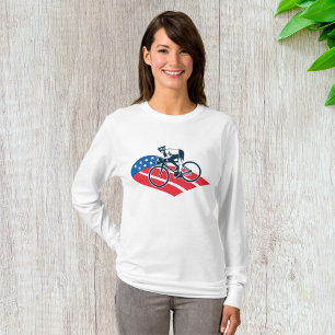 Patriotic USA Cycling American Flagga Bike Rider T Shirt