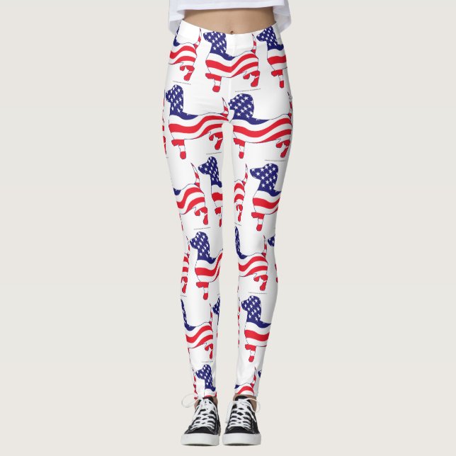 Patriotic USA Dachshund Leggings (Framsida)