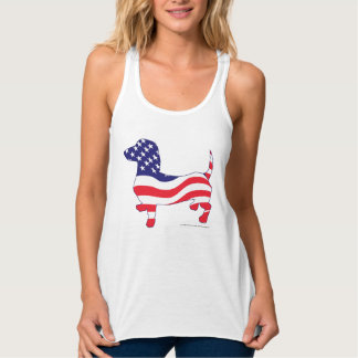 Patriotic USA Dachshund Linne Med Racerback
