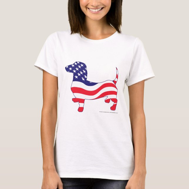 Patriotic USA Dachshund T Shirt (Framsida)