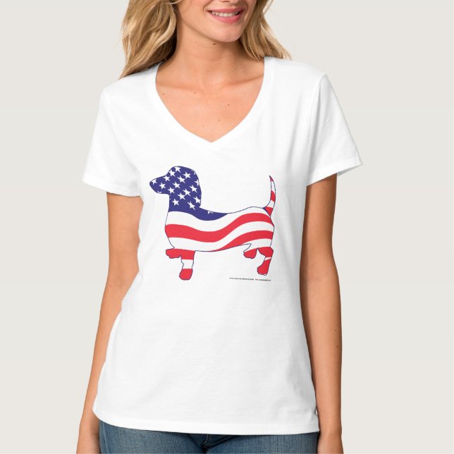 Patriotic USA Dachshund T Shirt (Framsida)