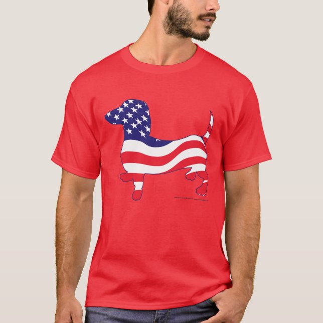 Patriotic USA Dachshund T Shirt (Framsida)