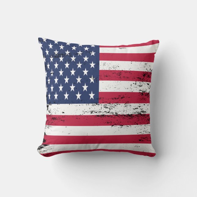 Patriotic USA Distress Design Stil Flagga Kudde (Framsida)