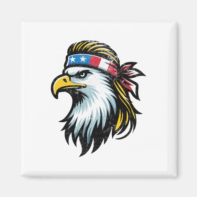 Patriotic Usa Eagle Mullet American Flagga - 4:e Magnet (Framsidan)
