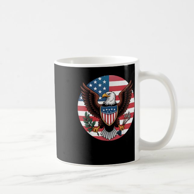 Patriotic Usa Eagle Shield American Flagga 4th of  Kaffemugg (Höger)