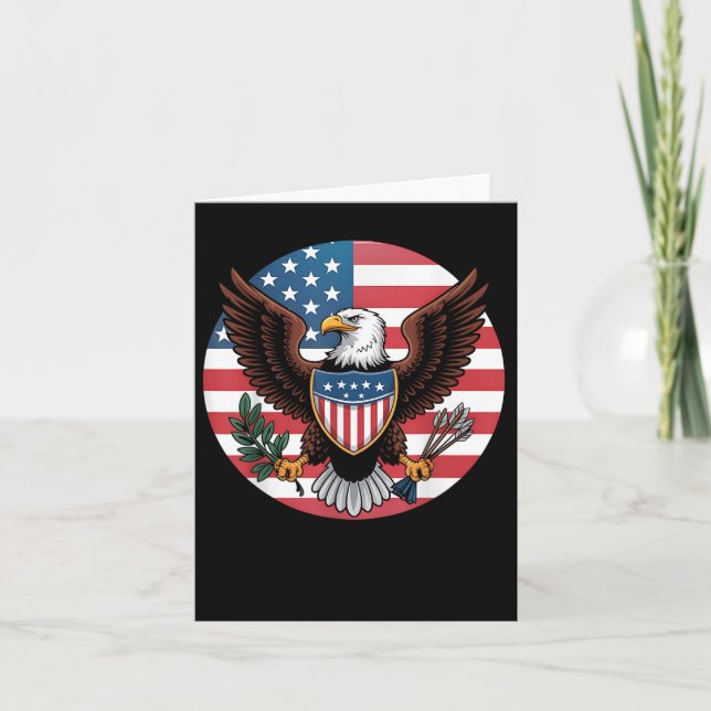 Patriotic Usa Eagle Shield American Flagga 4th of  Kort (Framsida)