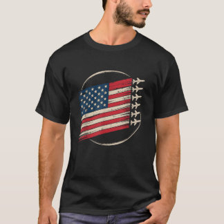 Patriotic USA Flag Fighter Jets Boys 4th of July T Shirt