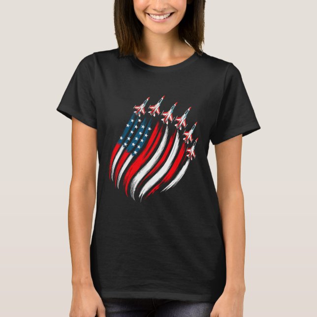 Patriotic Usa Flag Fighter Jets Boys Mens 4th Of J T Shirt (Framsida)