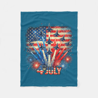 Patriotic Usa Flag Fighter Jets Illustration Fleecefilt