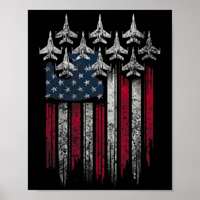 Patriotic Usa Flag Fighter Jets Lover 4th Of July  Poster (Framsidan)